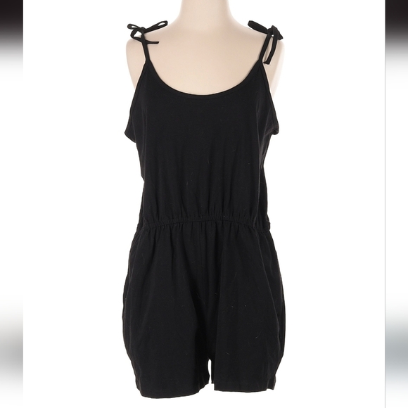 Sourpuss Pants - Sourpuss XXL Black Ruched Tie Strap Romper